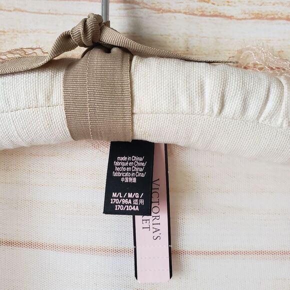 Victoria's Secret Sheer Mesh Eyelash Lace Trim Short Negligee Women's Size M/L - Picture 4 of 9